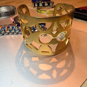 Coach Gold-Tone Signature Cutout Wide Cuff Bracelet